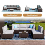 COSIEST 8-piece PE Wicker Outdoor Sectional Set with Cushions