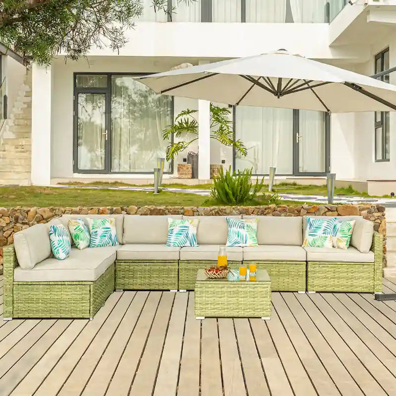 COSIEST 8-piece PE Wicker Outdoor Sectional Set with Cushions