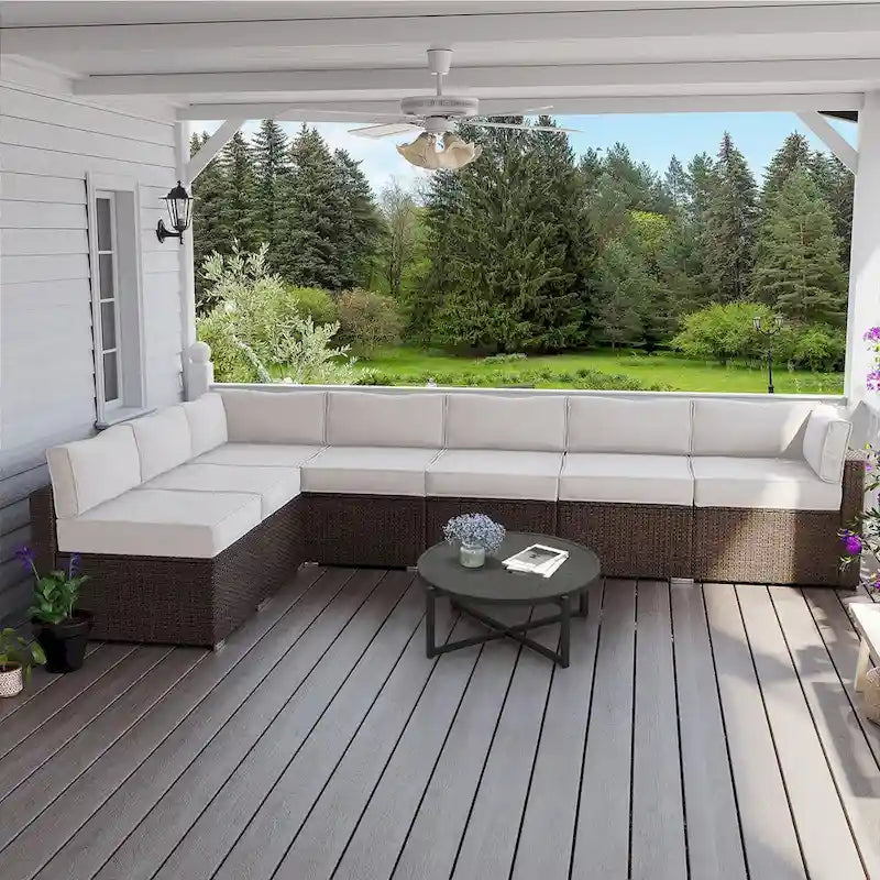 COSIEST 8-piece PE Wicker Outdoor Sectional Set with Cushions