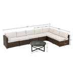 COSIEST 8-piece PE Wicker Outdoor Sectional Set with Cushions