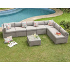 COSIEST 8-piece PE Wicker Outdoor Sectional Set with Cushions