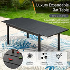 7/9 Patio Dining Set, Expendable Rectangular Outdoor Dining Table with Rattan Chairs