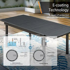 7/9 Patio Dining Set, Expendable Rectangular Outdoor Dining Table with Rattan Chairs