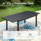 7/9 Patio Dining Set, Expendable Rectangular Outdoor Dining Table with Rattan Chairs