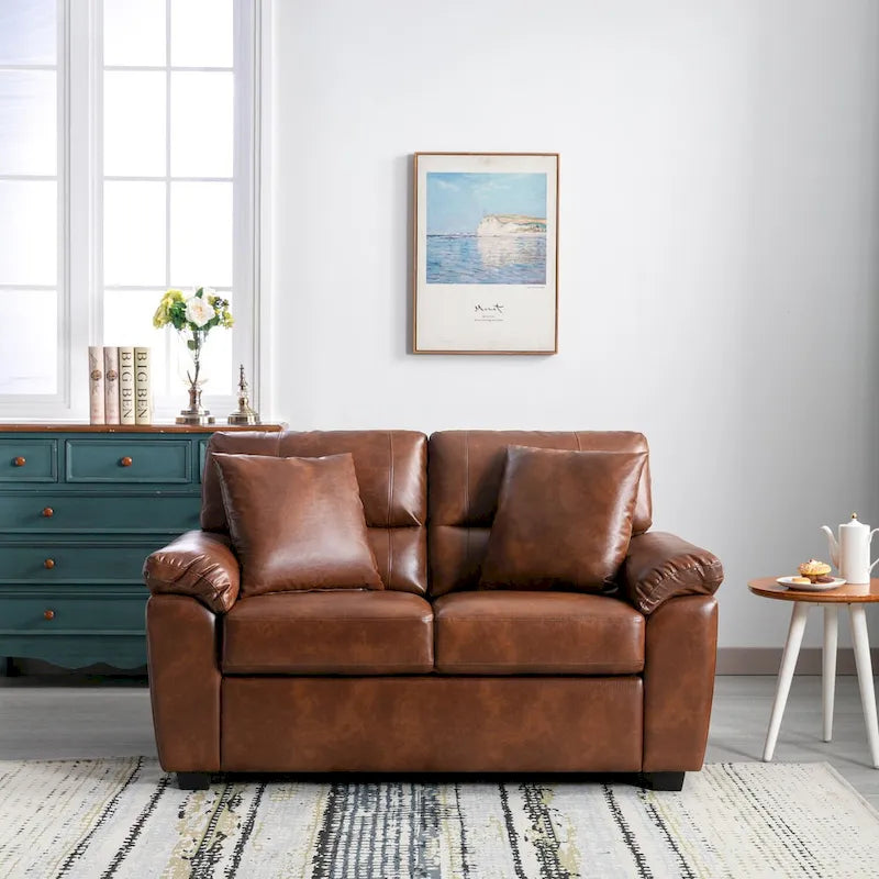 Upholstered Loveseats for Living Room,Two-Seater Sofa Faux Leather