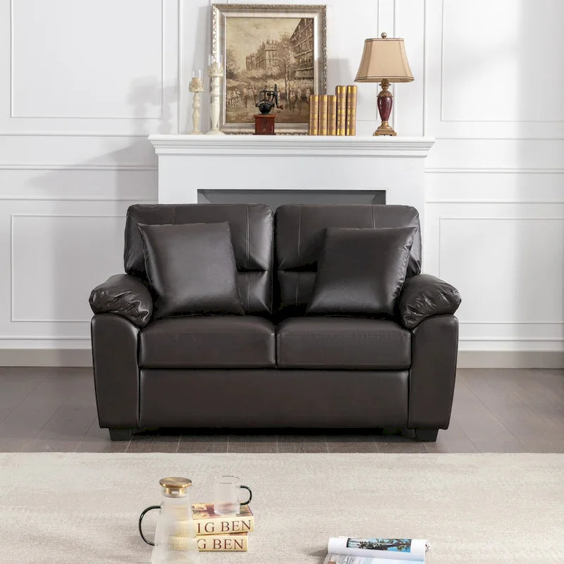 Upholstered Loveseats for Living Room,Two-Seater Sofa Faux Leather