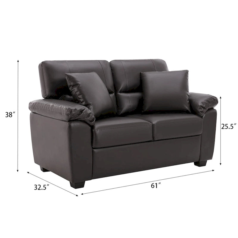 Upholstered Loveseats for Living Room,Two-Seater Sofa Faux Leather