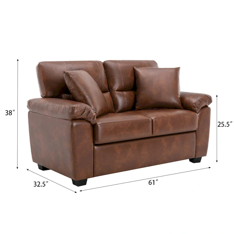 Upholstered Loveseats for Living Room,Two-Seater Sofa Faux Leather