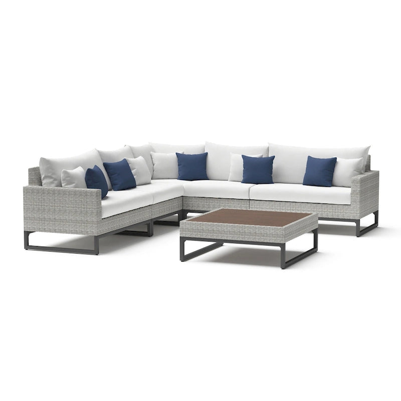 Milo Gray 6 Piece Sunbrella Outdoor Patio Sectional with Table