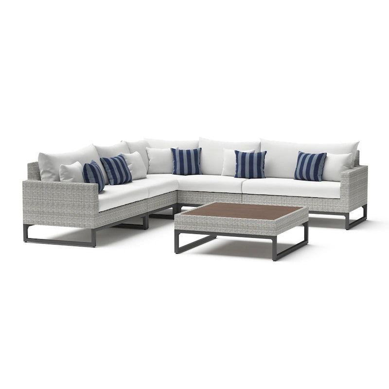 Milo Gray 6 Piece Sunbrella Outdoor Patio Sectional with Table