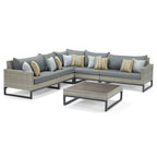 Milo Gray 6 Piece Sunbrella Outdoor Patio Sectional with Table