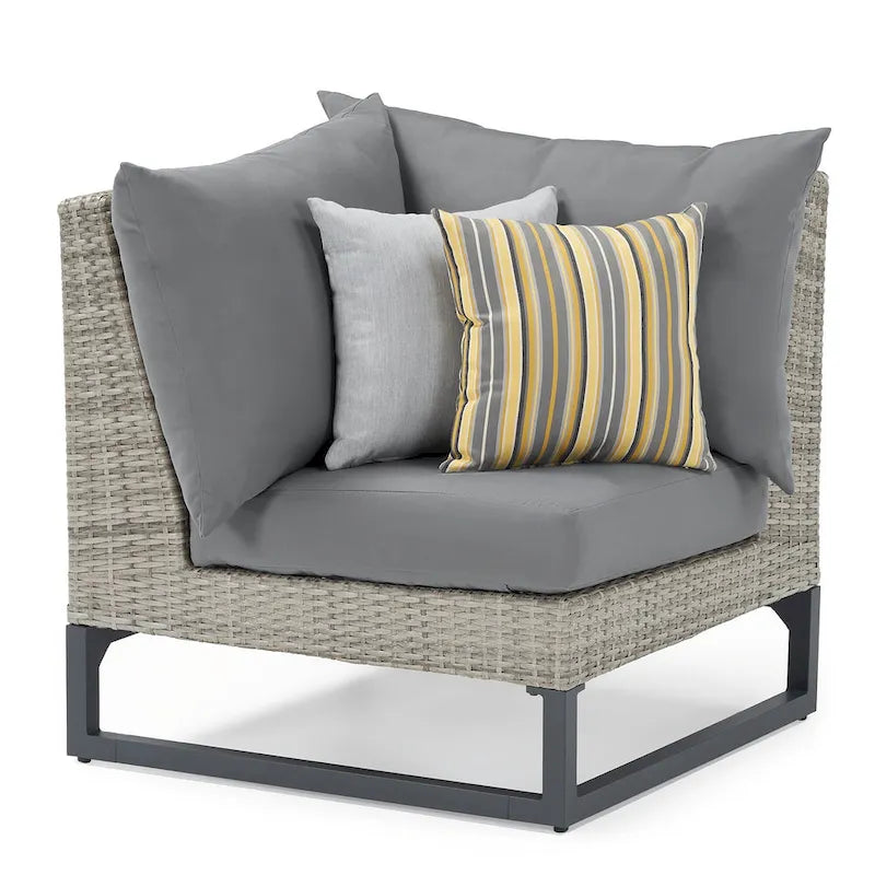 Milo Gray 6 Piece Sunbrella Outdoor Patio Sectional with Table