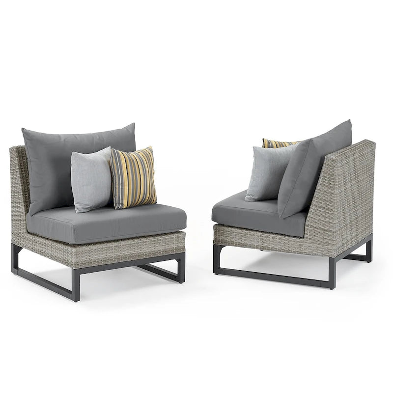 Milo Gray 6 Piece Sunbrella Outdoor Patio Sectional with Table