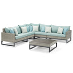 Milo Gray 6 Piece Sunbrella Outdoor Patio Sectional with Table