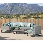 Milo Gray 6 Piece Sunbrella Outdoor Patio Sectional with Table