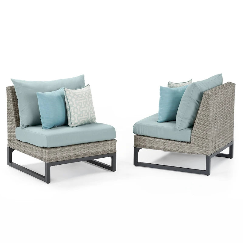 Milo Gray 6 Piece Sunbrella Outdoor Patio Sectional with Table