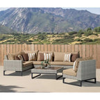 Milo Gray 6 Piece Sunbrella Outdoor Patio Sectional with Table
