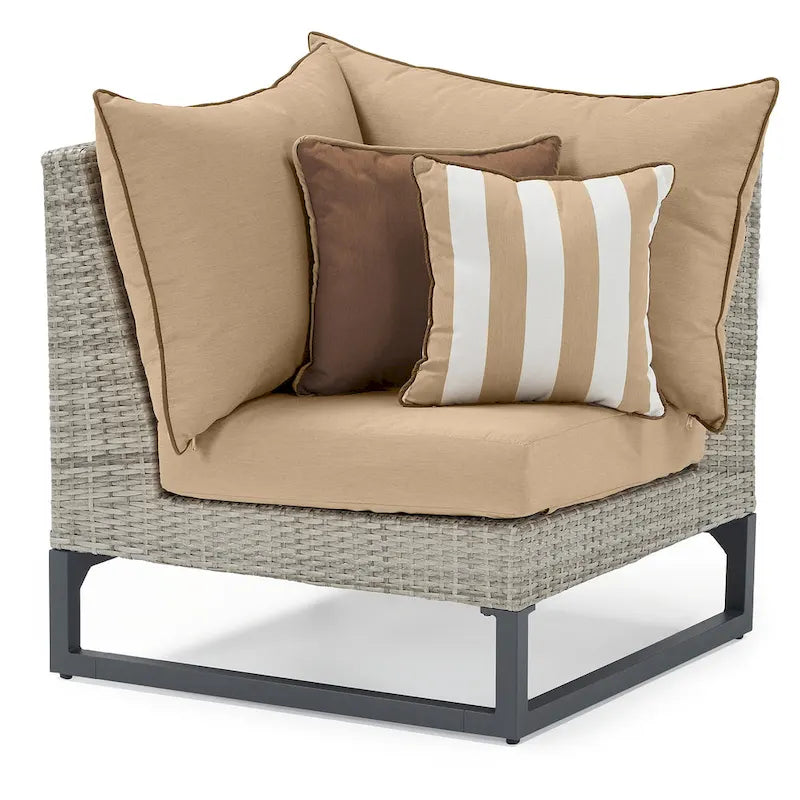 Milo Gray 6 Piece Sunbrella Outdoor Patio Sectional with Table
