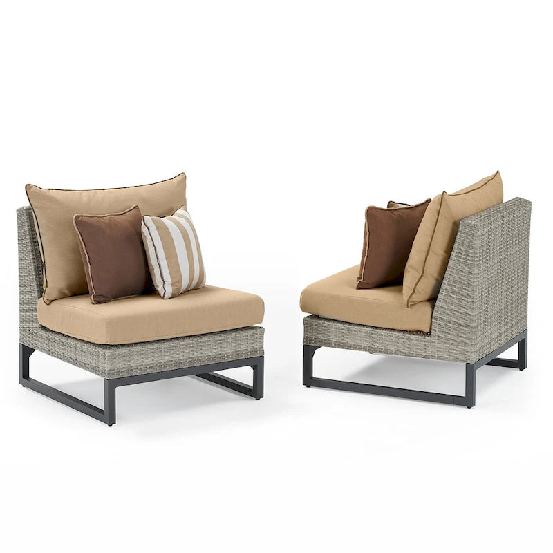 Milo Gray 6 Piece Sunbrella Outdoor Patio Sectional with Table