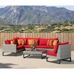 Milo Gray 6 Piece Sunbrella Outdoor Patio Sectional with Table