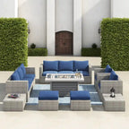 Corvus Trey 13-piece Woven Wicker Sectional Patio Furniture Set with Fire Table