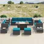 Corvus Trey 13-piece Woven Wicker Sectional Patio Furniture Set with Fire Table