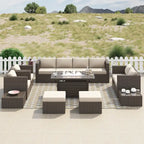 Corvus Trey 13-piece Woven Wicker Sectional Patio Furniture Set with Fire Table