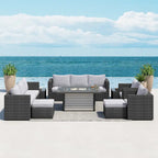 Corvus Trey 13-piece Woven Wicker Sectional Patio Furniture Set with Fire Table