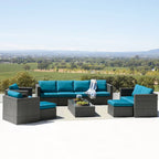 Corvus Trey 13-piece Woven Wicker Sectional Patio Furniture Set with Fire Table