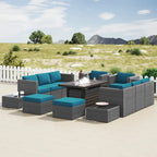 Corvus Trey 13-piece Woven Wicker Sectional Patio Furniture Set with Fire Table