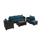 7-Piece Wicker Outdoor Sectional Set with Cushions and Table