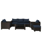 7-Piece Wicker Outdoor Sectional Set with Cushions and Table