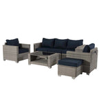 7-Piece Wicker Outdoor Sectional Set with Cushions and Table