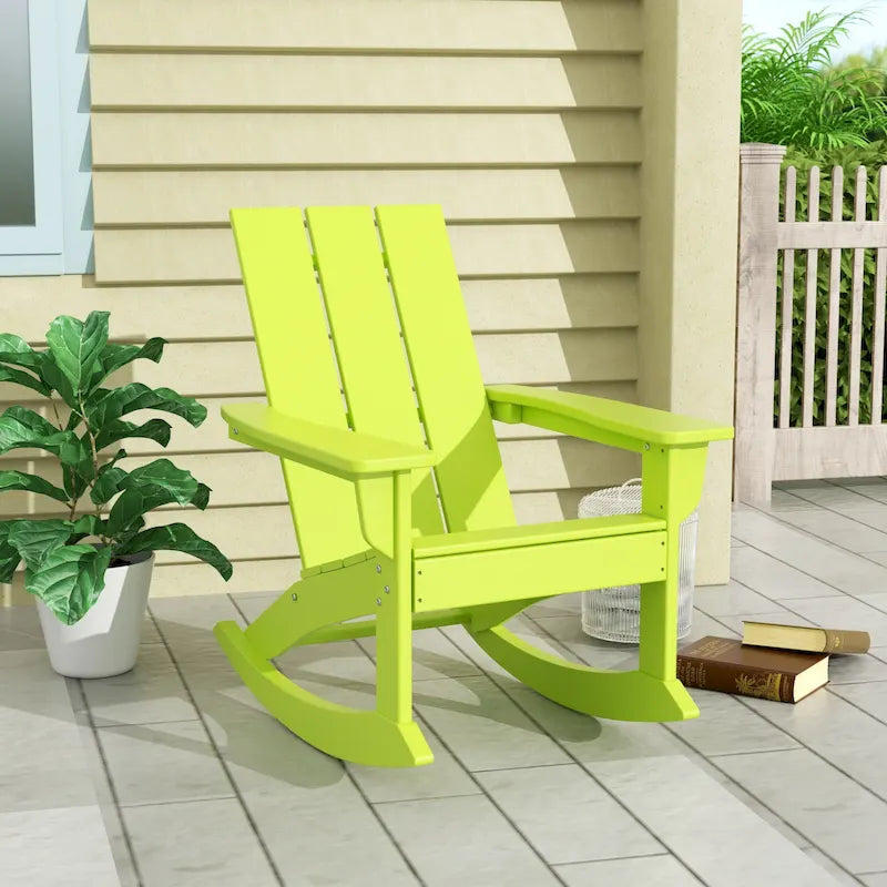 Polytrends Shoreside Modern Eco-Friendly All Weather Poly Adirondack Rocking Chair