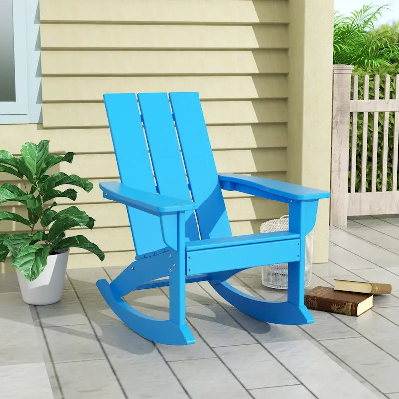 Polytrends Shoreside Modern Eco-Friendly All Weather Poly Adirondack Rocking Chair