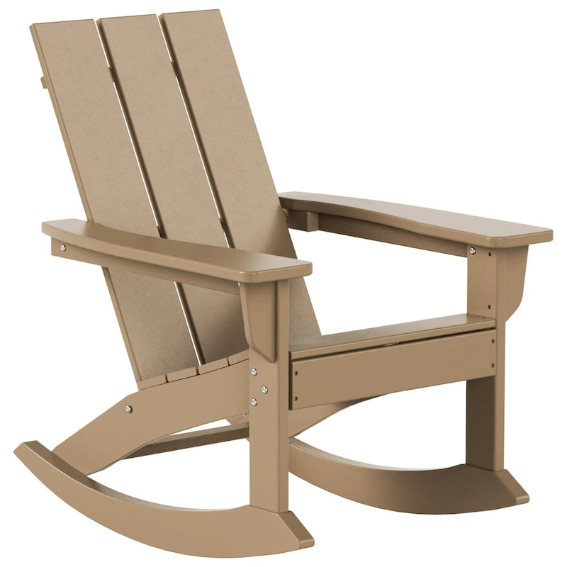 Polytrends Shoreside Modern Eco-Friendly All Weather Poly Adirondack Rocking Chair