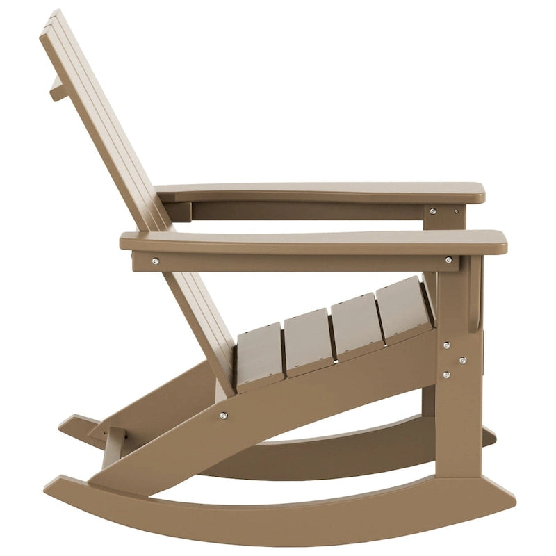 Polytrends Shoreside Modern Eco-Friendly All Weather Poly Adirondack Rocking Chair