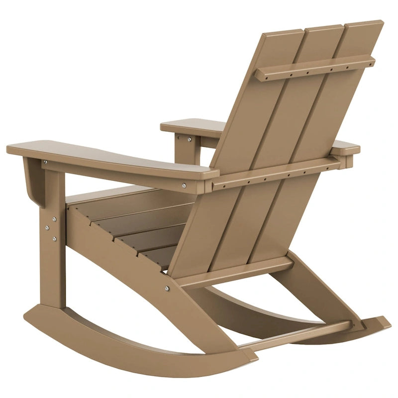 Polytrends Shoreside Modern Eco-Friendly All Weather Poly Adirondack Rocking Chair