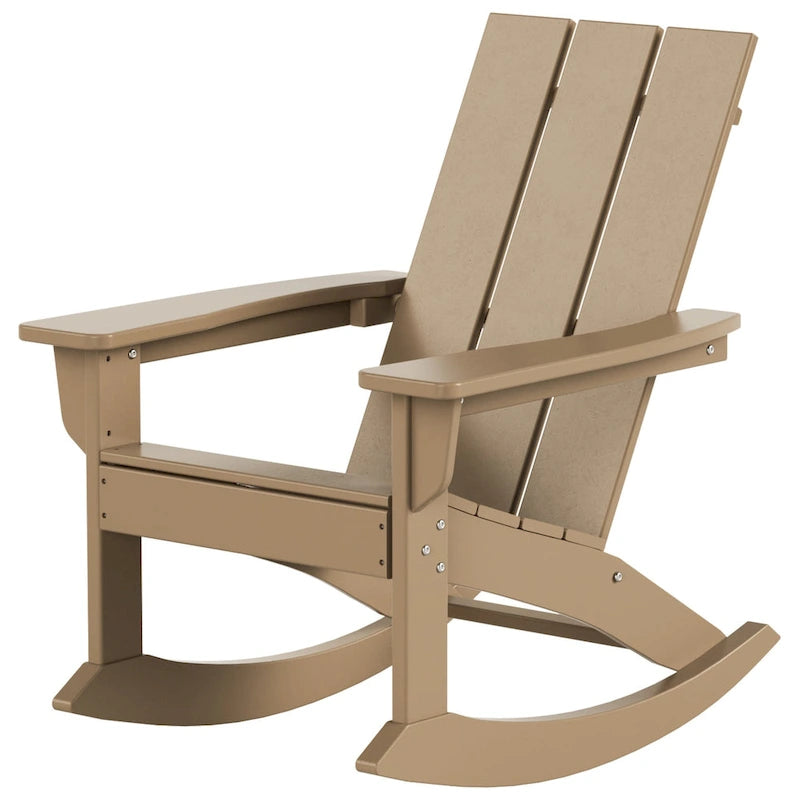 Polytrends Shoreside Modern Eco-Friendly All Weather Poly Adirondack Rocking Chair