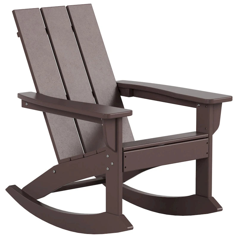 Polytrends Shoreside Modern Eco-Friendly All Weather Poly Adirondack Rocking Chair