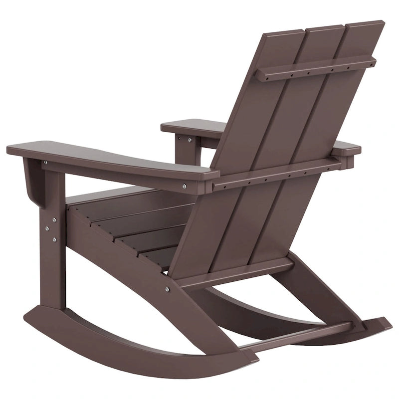 Polytrends Shoreside Modern Eco-Friendly All Weather Poly Adirondack Rocking Chair