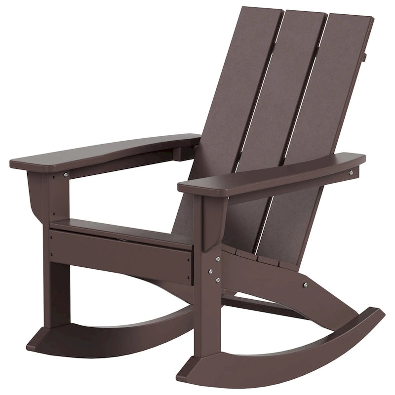 Polytrends Shoreside Modern Eco-Friendly All Weather Poly Adirondack Rocking Chair