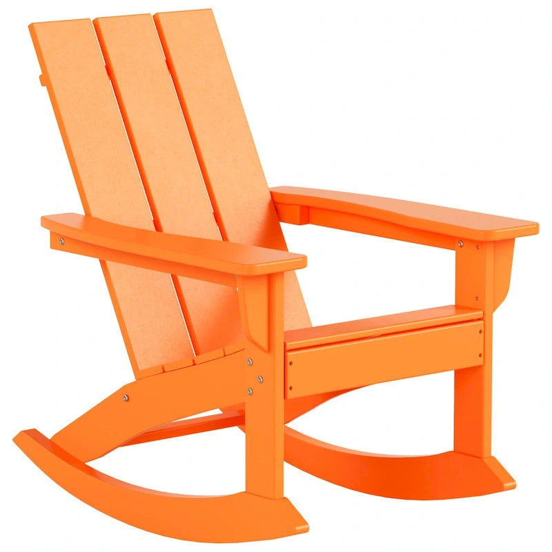 Polytrends Shoreside Modern Eco-Friendly All Weather Poly Adirondack Rocking Chair