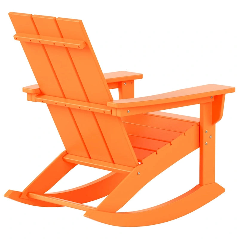 Polytrends Shoreside Modern Eco-Friendly All Weather Poly Adirondack Rocking Chair