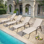 Pellebant 2/4PCS Outdoor Adjustable Patio Chaise Lounge Chairs
