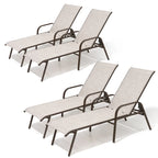 Pellebant 2/4PCS Outdoor Adjustable Patio Chaise Lounge Chairs