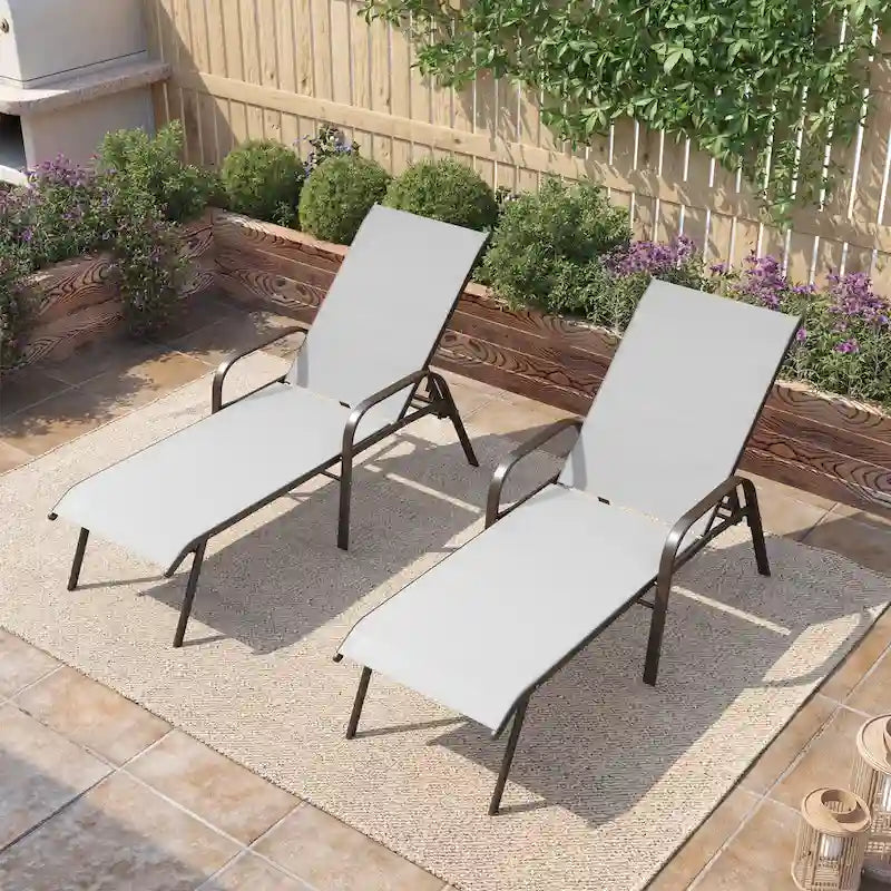 Pellebant 2/4PCS Outdoor Adjustable Patio Chaise Lounge Chairs