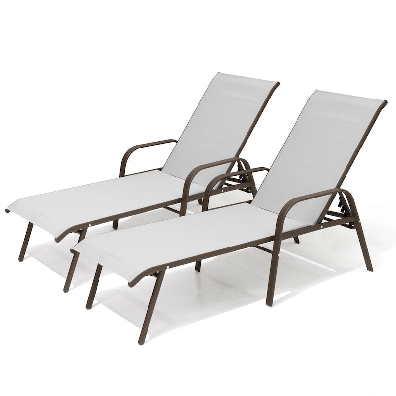 Pellebant 2/4PCS Outdoor Adjustable Patio Chaise Lounge Chairs