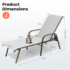 Pellebant 2/4PCS Outdoor Adjustable Patio Chaise Lounge Chairs