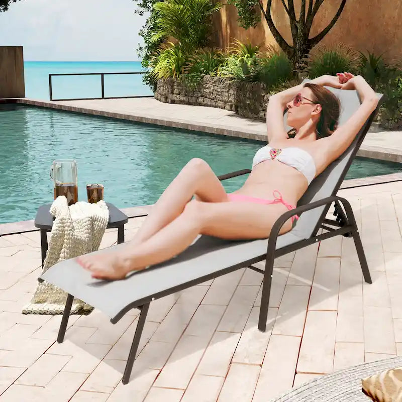 Pellebant 2/4PCS Outdoor Adjustable Patio Chaise Lounge Chairs